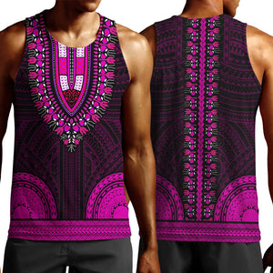 African Dashiki and Polynesian Pattern Men Tank Top Pink