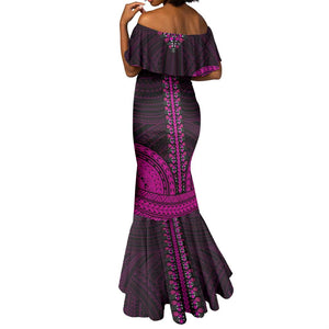 African Dashiki and Polynesian Pattern Mermaid Dress Pink