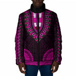 African Dashiki and Polynesian Pattern Padded Jacket Pink