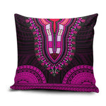 African Dashiki and Polynesian Pattern Pillow Cover Pink