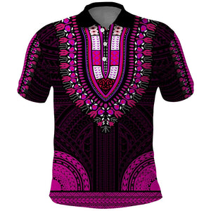 African Dashiki and Polynesian Pattern Polo Shirt Pink