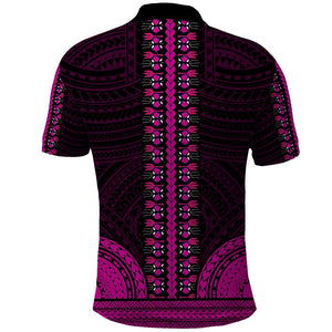 African Dashiki and Polynesian Pattern Polo Shirt Pink