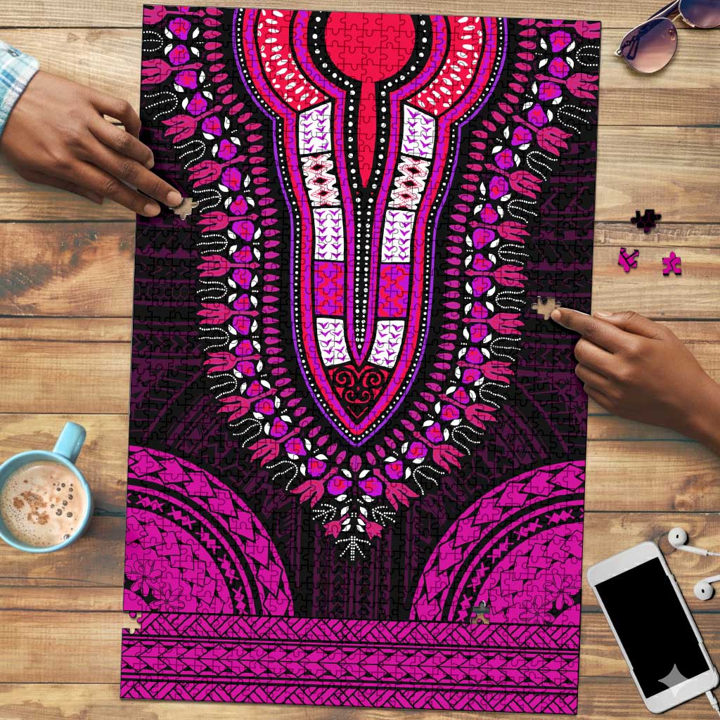 African Dashiki and Polynesian Pattern Puzzle Pink