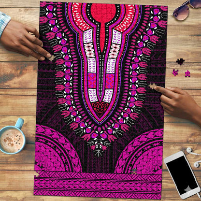 African Dashiki and Polynesian Pattern Puzzle Pink