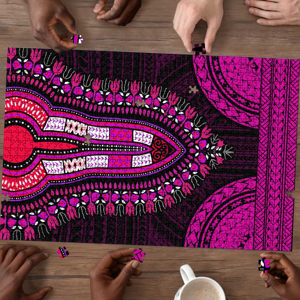 African Dashiki and Polynesian Pattern Puzzle Pink