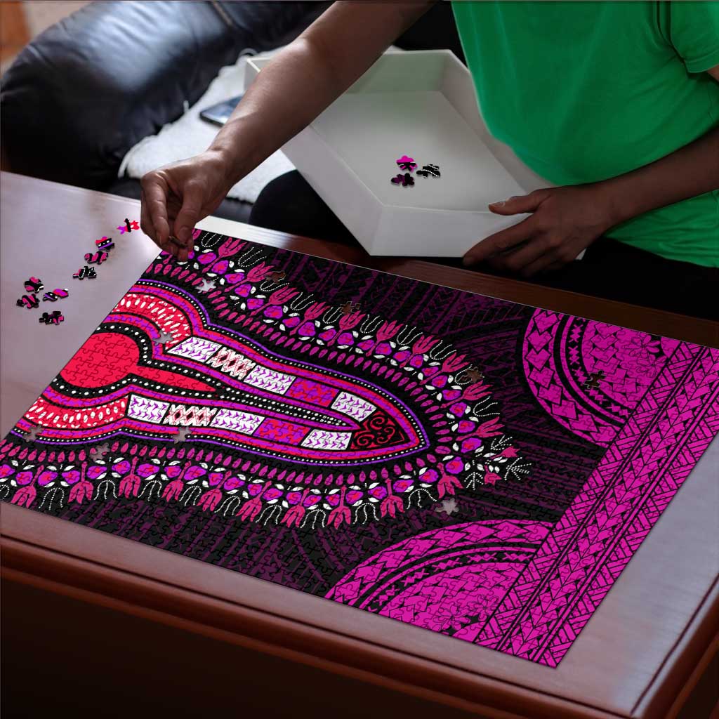 African Dashiki and Polynesian Pattern Puzzle Pink