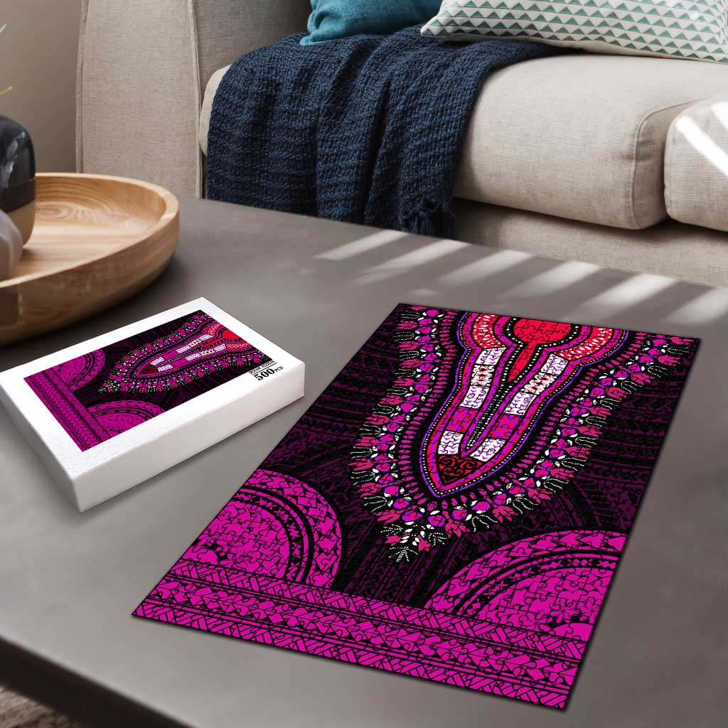 African Dashiki and Polynesian Pattern Puzzle Pink