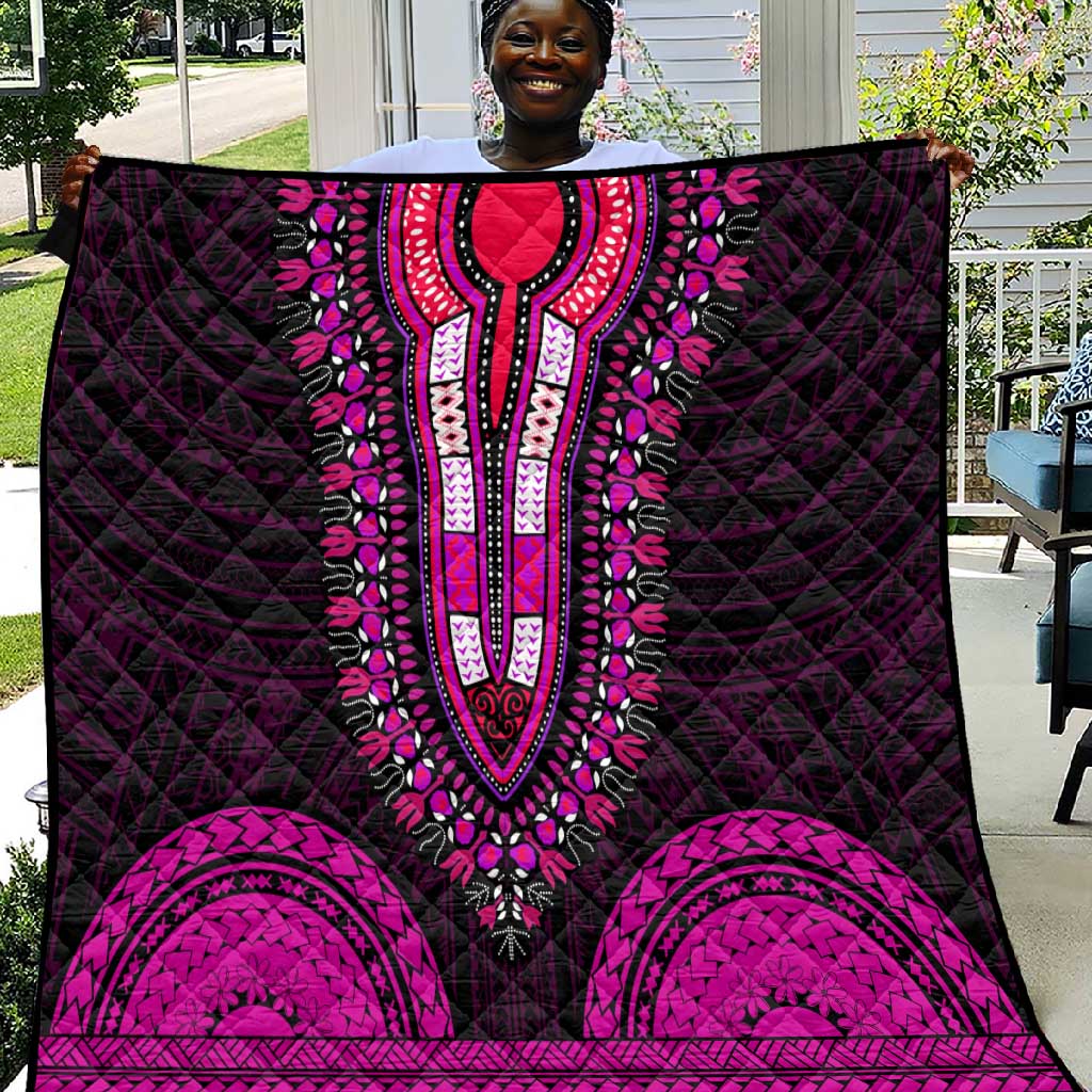 African Dashiki and Polynesian Pattern Quilt Pink