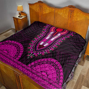 African Dashiki and Polynesian Pattern Quilt Pink