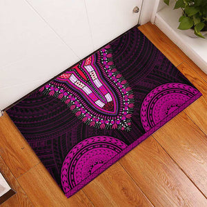 African Dashiki and Polynesian Pattern Rubber Doormat Pink