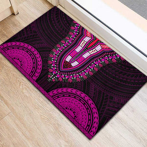 African Dashiki and Polynesian Pattern Rubber Doormat Pink