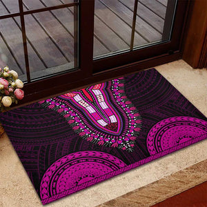 African Dashiki and Polynesian Pattern Rubber Doormat Pink