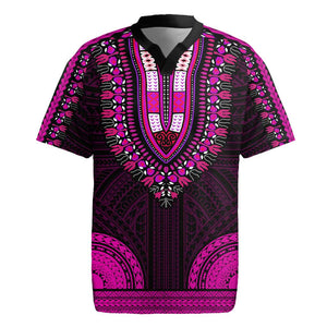 African Dashiki and Polynesian Pattern Rugby Jersey Pink