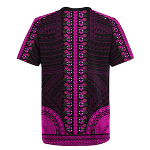 African Dashiki and Polynesian Pattern Rugby Jersey Pink