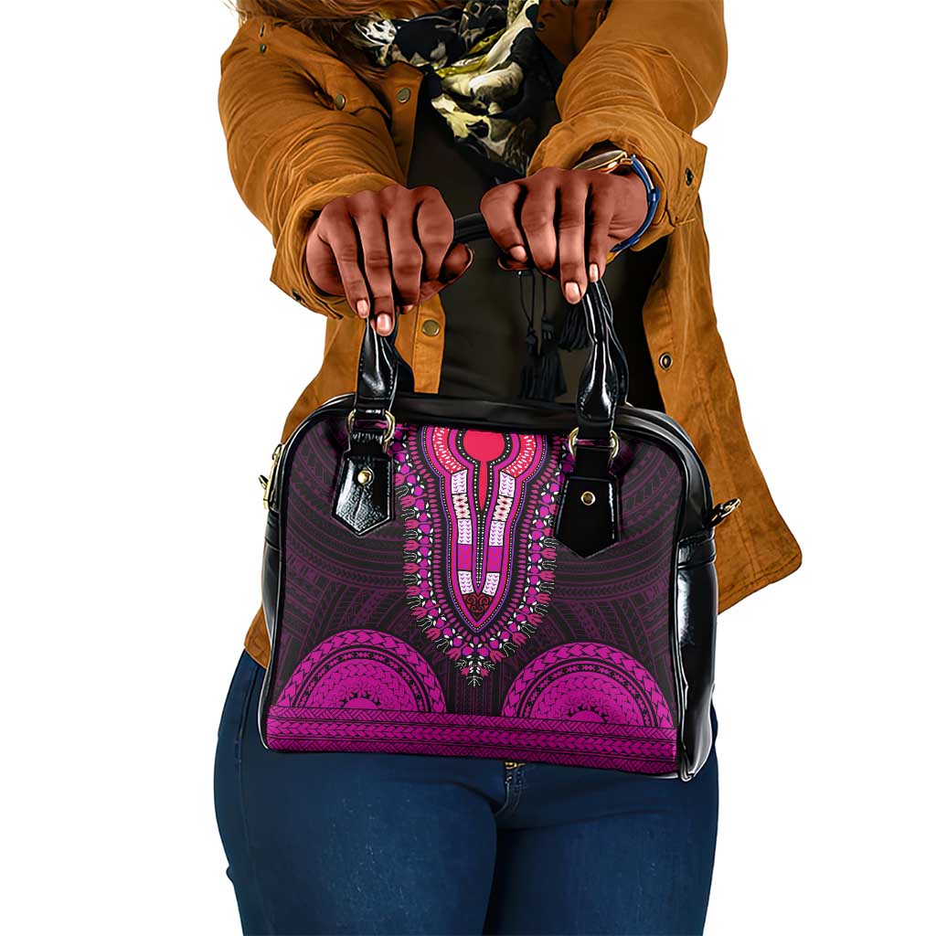 African Dashiki and Polynesian Pattern Shoulder Handbag Pink