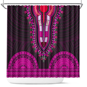 African Dashiki and Polynesian Pattern Shower Curtain Pink