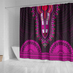 African Dashiki and Polynesian Pattern Shower Curtain Pink