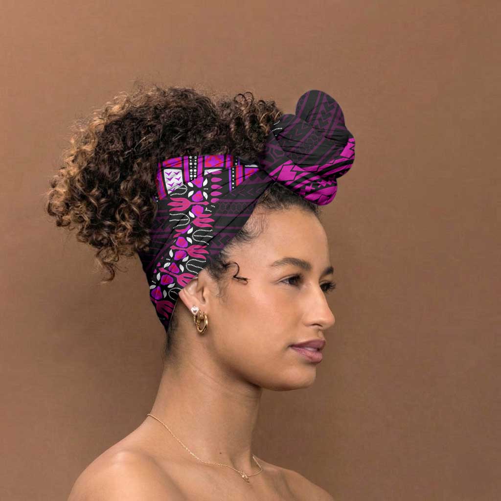 African Dashiki and Polynesian Pattern Simple Headwrap Pink
