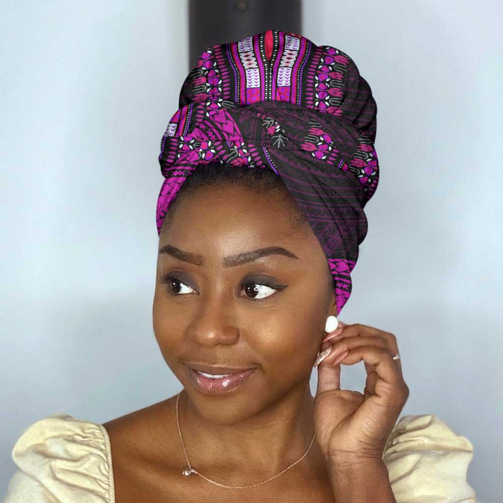 African Dashiki and Polynesian Pattern Simple Headwrap Pink