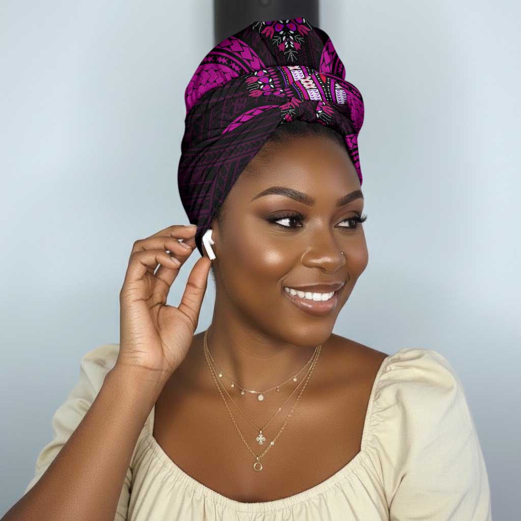 African Dashiki and Polynesian Pattern Simple Headwrap Pink