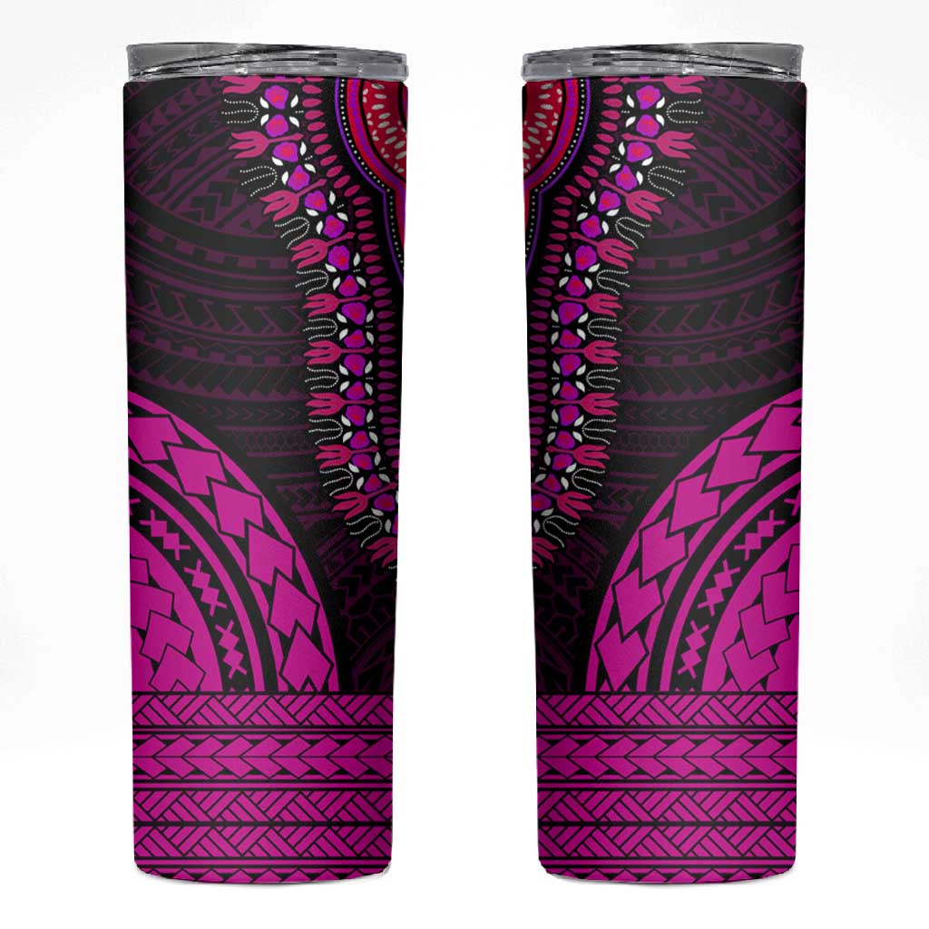 African Dashiki and Polynesian Pattern Skinny Tumbler Pink