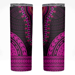 African Dashiki and Polynesian Pattern Skinny Tumbler Pink