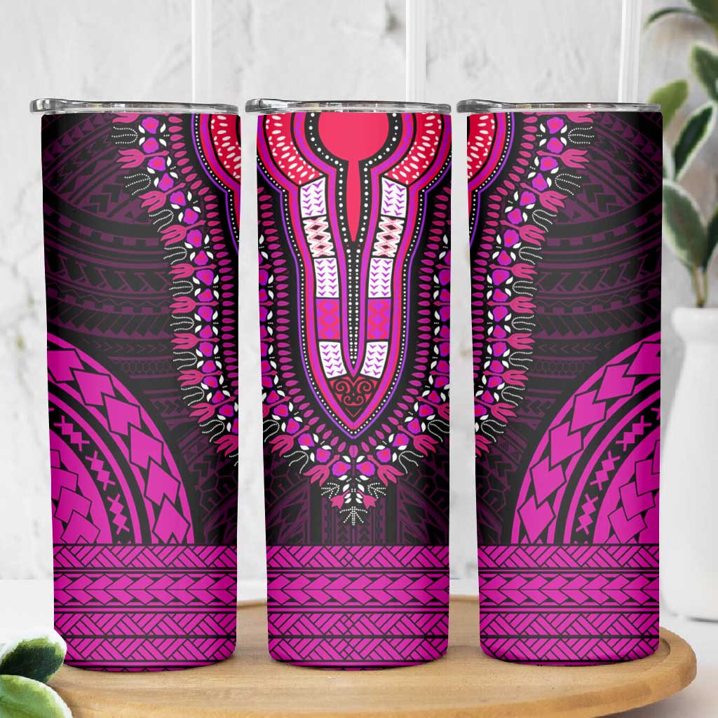 African Dashiki and Polynesian Pattern Skinny Tumbler Pink