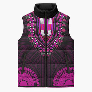 African Dashiki and Polynesian Pattern Sleeveless Puffer Jacket Pink
