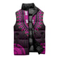 African Dashiki and Polynesian Pattern Sleeveless Puffer Jacket Pink