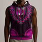 African Dashiki and Polynesian Pattern Sleeveless Zip Hoodie Pink - African Pride