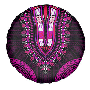 African Dashiki and Polynesian Pattern Spare Tire Cover Pink