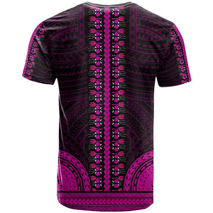 African Dashiki and Polynesian Pattern T shirt Pink