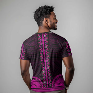 African Dashiki and Polynesian Pattern T shirt Pink