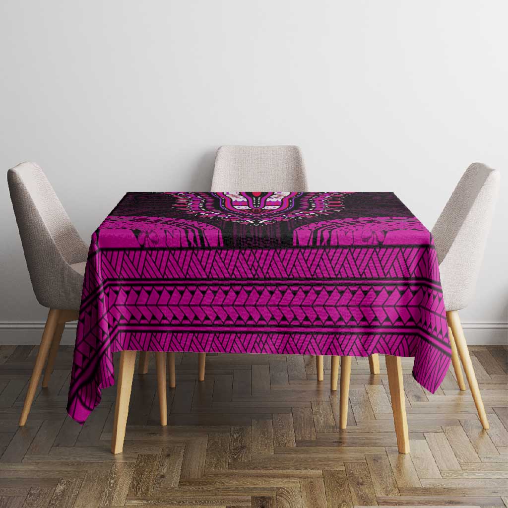 African Dashiki and Polynesian Pattern Tablecloth Pink