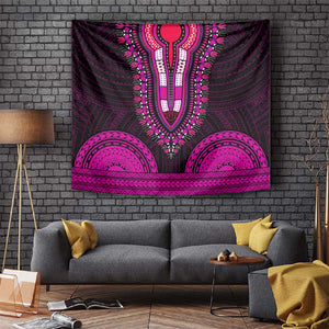 African Dashiki and Polynesian Pattern Tapestry Pink