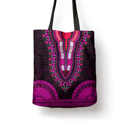 African Dashiki and Polynesian Pattern Tote Bag Pink