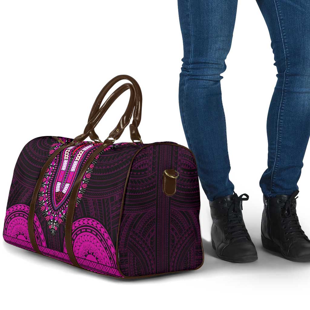 African Dashiki and Polynesian Pattern Travel Bag Pink