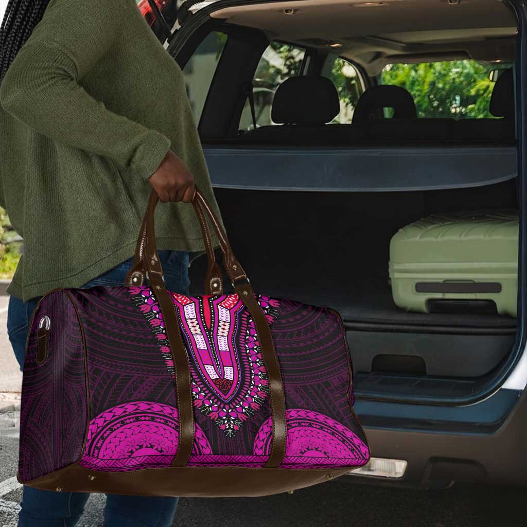 African Dashiki and Polynesian Pattern Travel Bag Pink