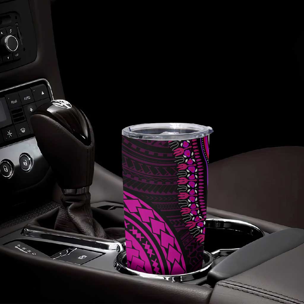 African Dashiki and Polynesian Pattern Tumbler Cup Pink