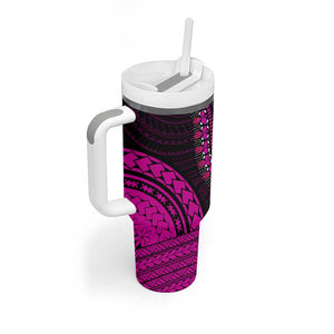 African Dashiki and Polynesian Pattern Tumbler With Handle Pink