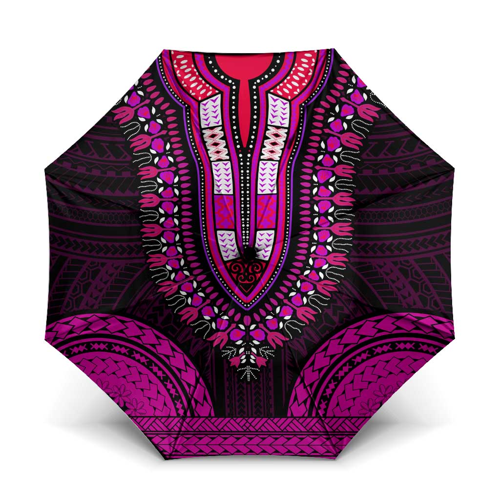 African Dashiki and Polynesian Pattern Umbrella Pink