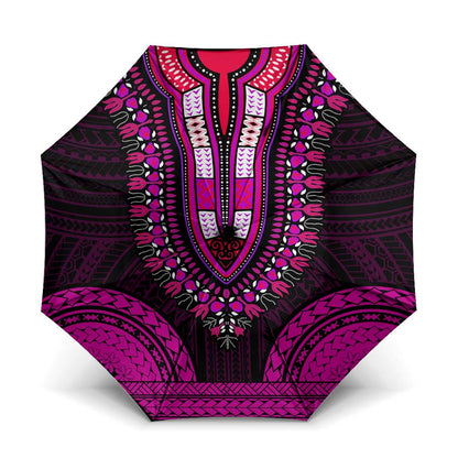 African Dashiki and Polynesian Pattern Umbrella Pink