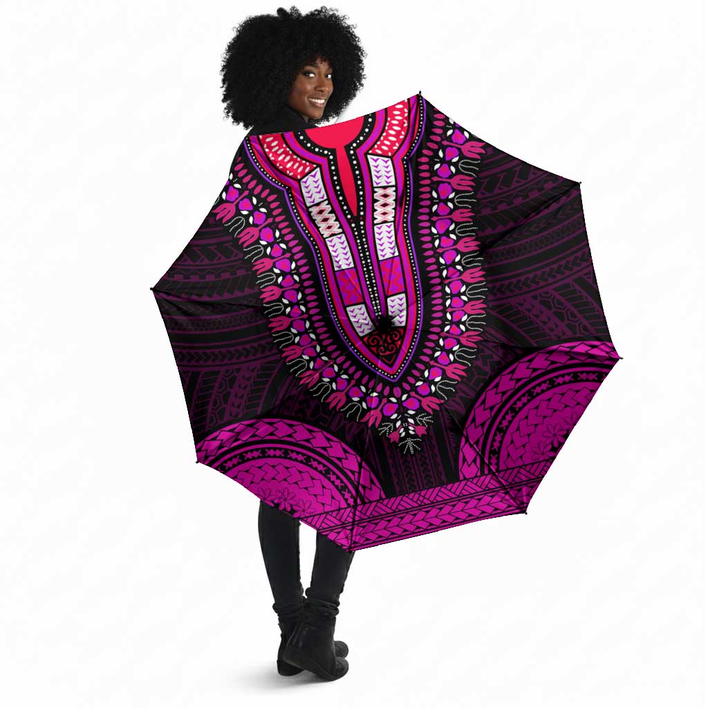 African Dashiki and Polynesian Pattern Umbrella Pink