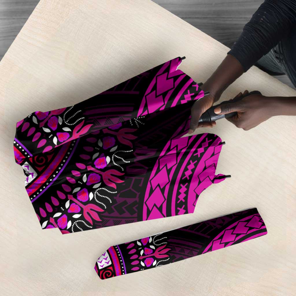 African Dashiki and Polynesian Pattern Umbrella Pink