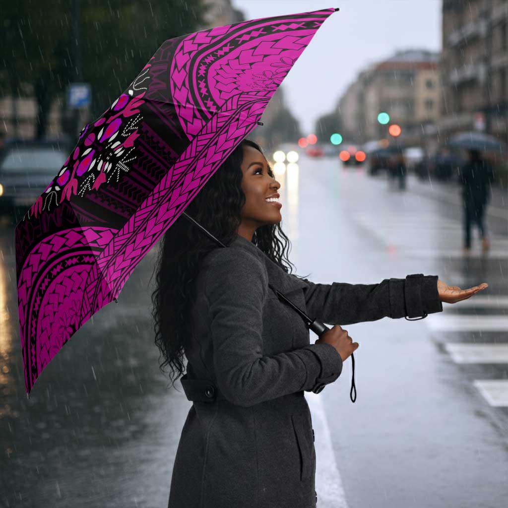 African Dashiki and Polynesian Pattern Umbrella Pink