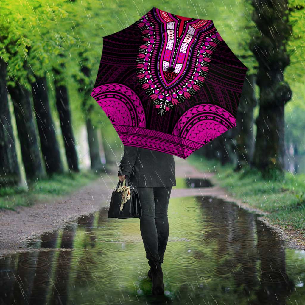 African Dashiki and Polynesian Pattern Umbrella Pink