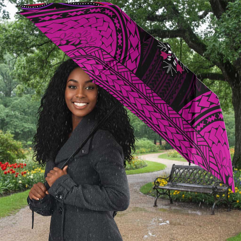 African Dashiki and Polynesian Pattern Umbrella Pink