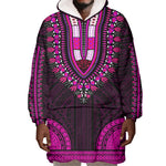 African Dashiki and Polynesian Pattern Wearable Blanket Hoodie Pink