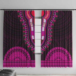 African Dashiki and Polynesian Pattern Window Curtain Pink