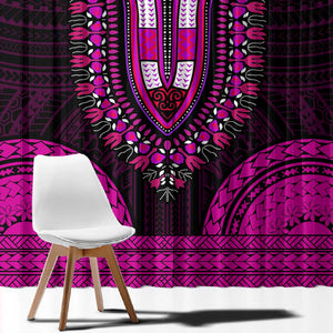 African Dashiki and Polynesian Pattern Window Curtain Pink